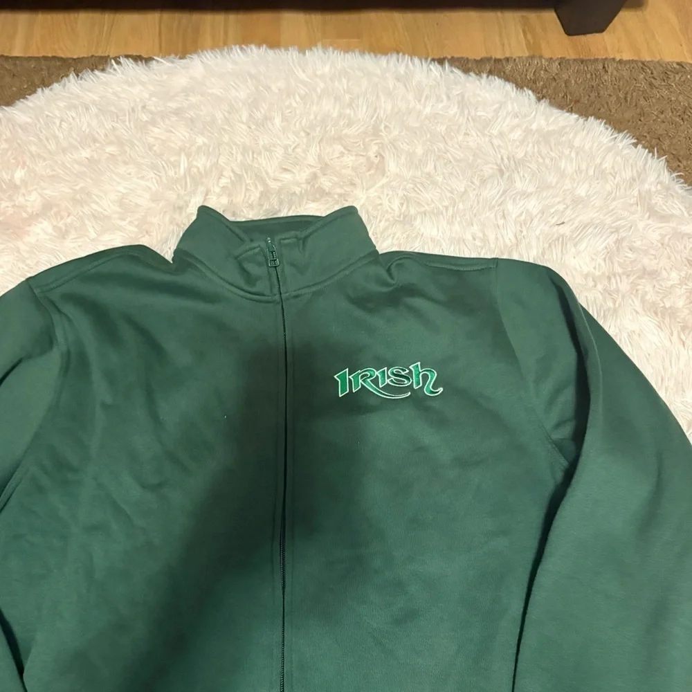 Irish Green Zip-Up Jacket XL Sweatshirt Clique Notre Dame Ireland